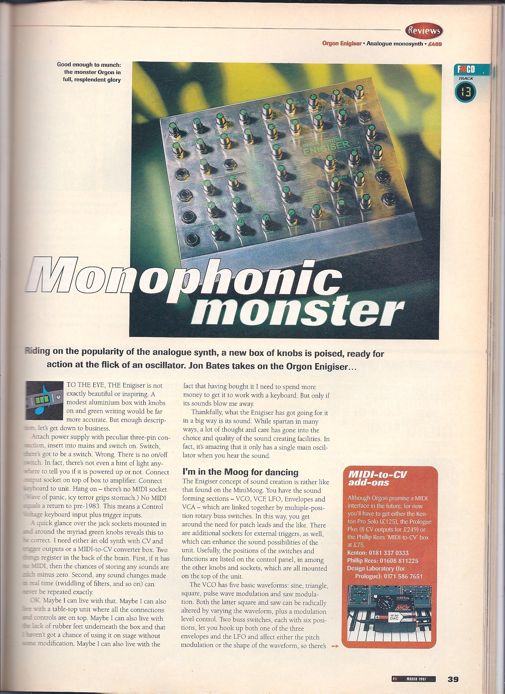 1996 review of the ORGON Enigiser